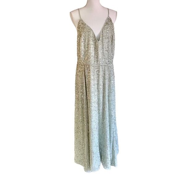 Asos Edition Embellished Cami Open Back Midi Dress Sage Green US14 NWT MSRP $297 - Picture 3 of 14